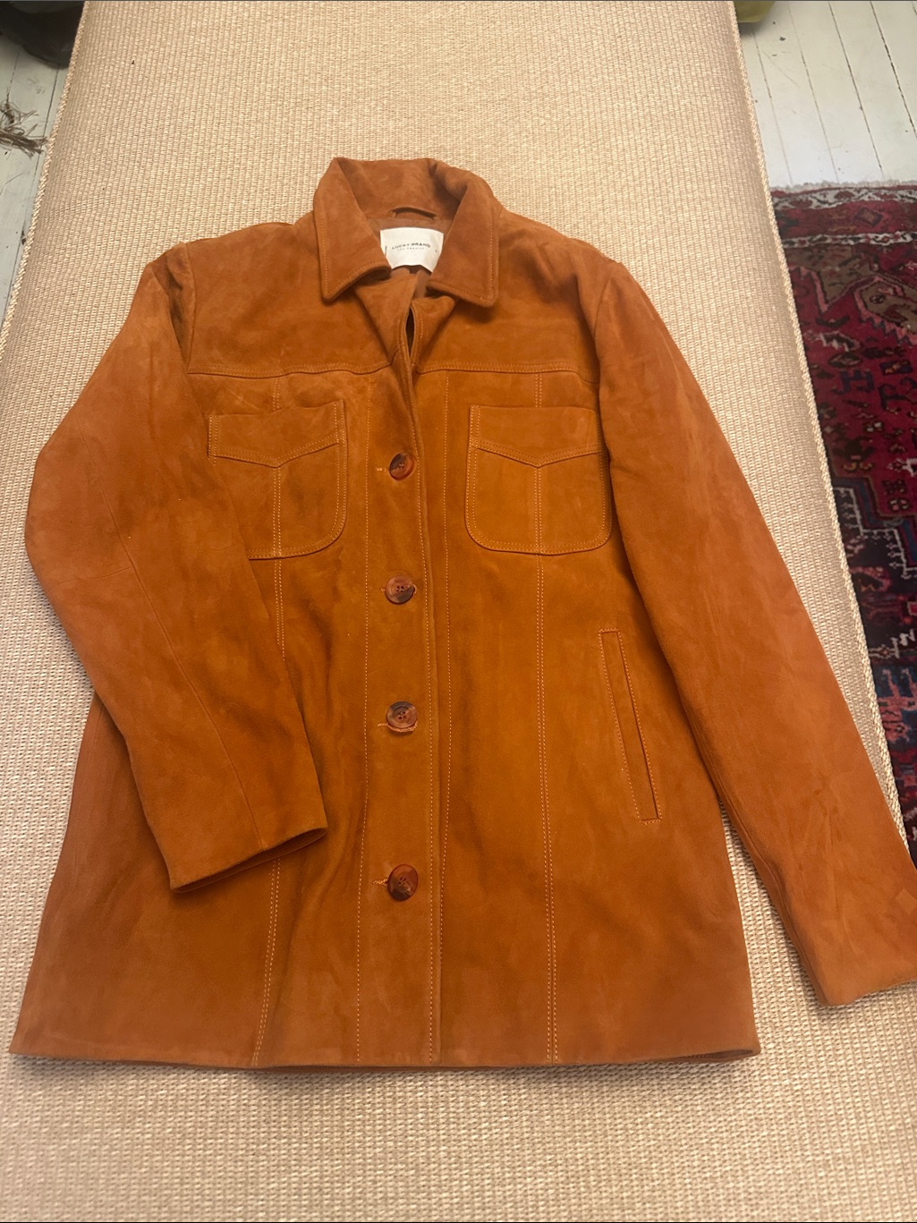 70 Brand New Lucky Brand Suede Jacket In Warm Cognac Brown